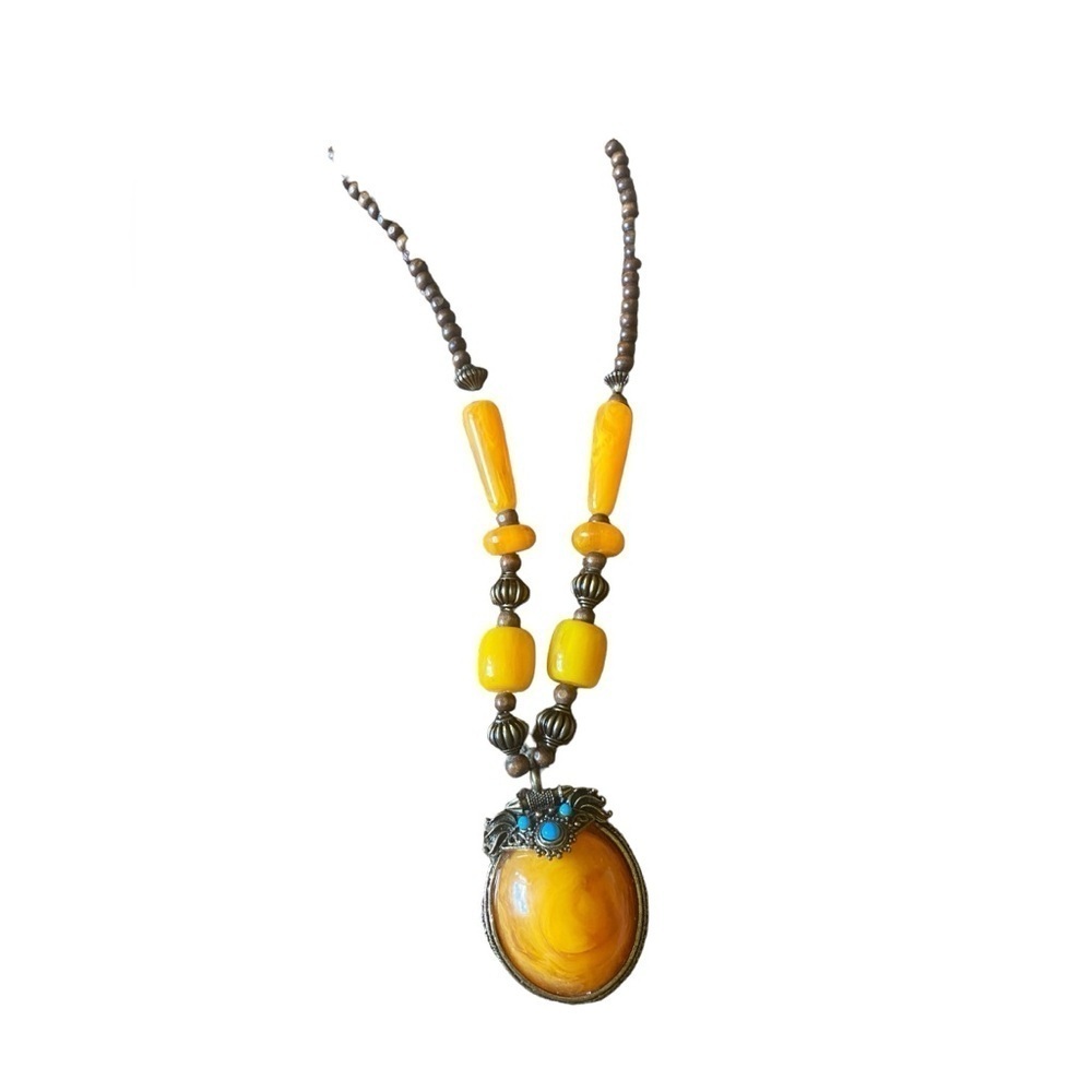 New Vintage Ethnic Jewelry Dance Pendant Wood Beaded Sweater Chain Long Necklace